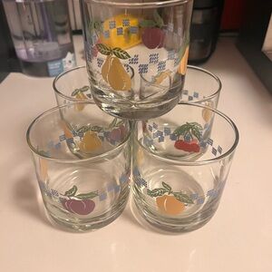 5 Vintage Pfaltzgraff Hopscotch 8oz Drinking Glasses